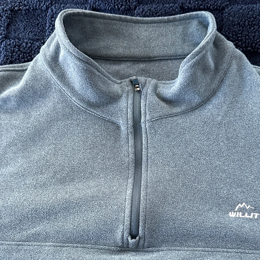 Men's Blue Quarter-Zip Sweater - Picture 2 of 7